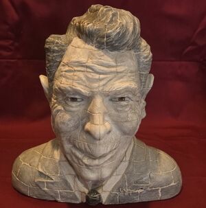 TRULY ONE OF A KIND Ronald Reagan Plaster Bust Sculpture – Signed